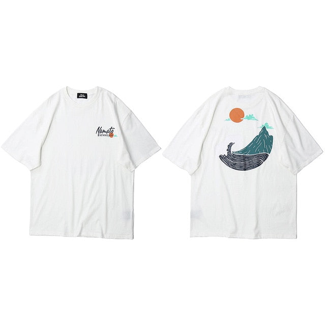 Great Wave T Shirts Hip Hop Mens Streetwear Harajuku Japanse Wave Tshirt Summer Short Sleeve T-Shirt Cotton Tops Tees Black-5
