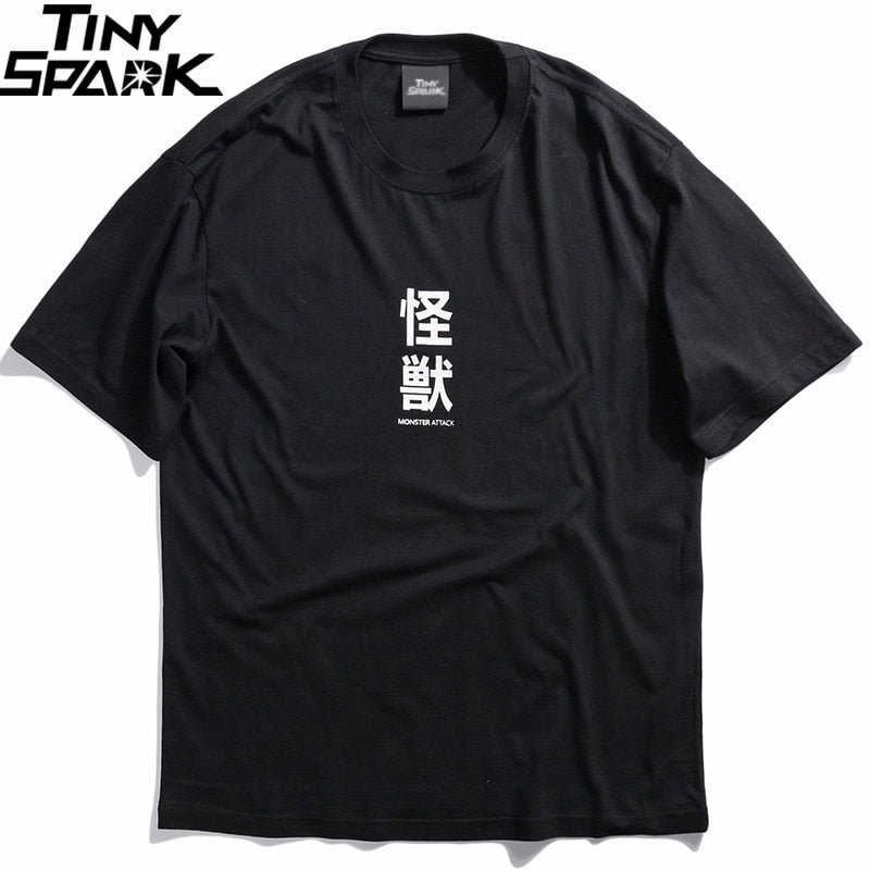 Men Hip Hop T Shirt Streetwear Monster Cat T-Shirts Harajuku Japan Style Funny Tshirt Summer Short Sleeve Cotton Tops Tees-2
