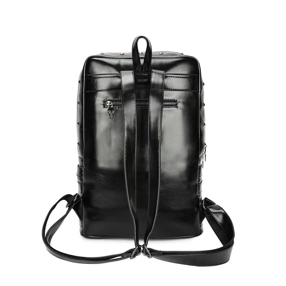 3D Skull Backpack Rivet Studded PU Leather Travel Punk Laptop Backpack Laptop Bag-1