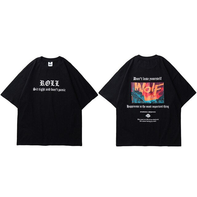 Oversize Hip Hop T Shirt Men Streetwear Harajuku Printed Tee Shirt Short Sleeve Cotton Casual T-Shirt Fashion Black Tshirt-5