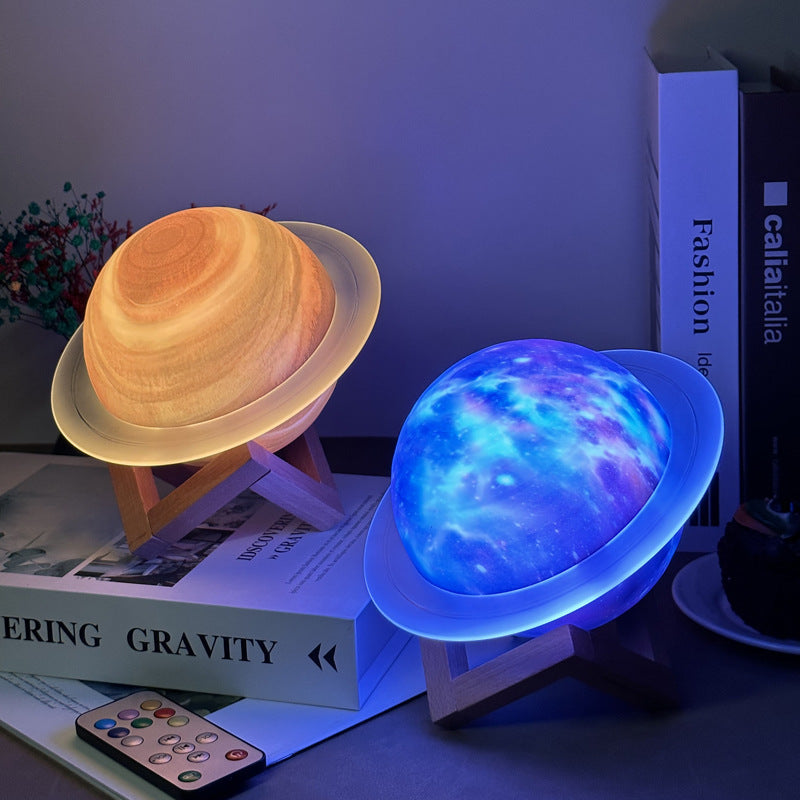NNEDSZ Yellow 3D Saturn Ring Bluetooth Speaker with Adjustable LED Lights, HiFi Bass, USB Charging, and Immersive Sound for Home and Desktop Use-2