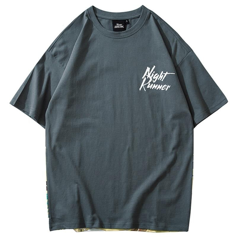 Streetwear T Shirt Men Hip Hop Chinese Colorful Fairyland Tshirt Short Sleeve Cotton-1